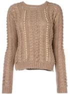 Ermanno Scervino Embellished Pullover, Women's, Size: 42, Brown, Alpaca