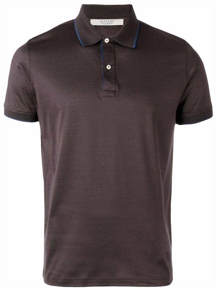 La Fileria For D'aniello Contrasting Collar Polo Shirt, Men's, Size: 50, Grey, Cotton