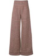Courrèges Houndstooth Palazzo Trousers - Blue