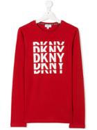 Dkny Kids Teen Logo Print Long Sleeve T-shirt - Red