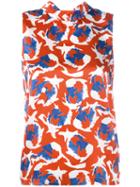 L'autre Chose - Sleeveless Printed Top - Women - Silk - 42, Red, Silk