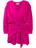 Balenciaga - V-neck Uplifted Dress - Women - Silk - 42, Pink/purple, Silk