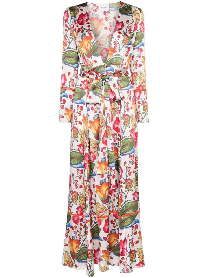 We Are Leone Floral Print Robe Dress - White