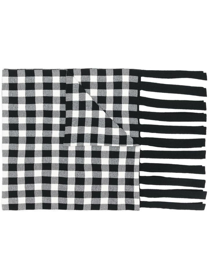 Christian Wijnants Fringed Check Scarf - Black