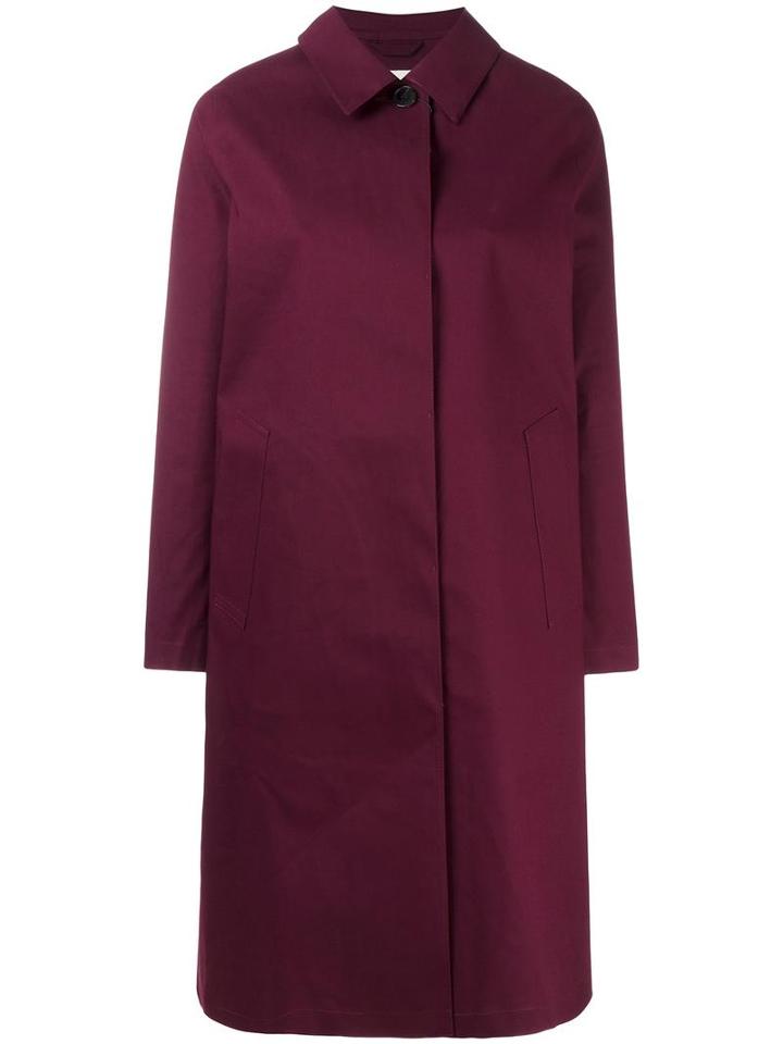 Mackintosh Concealed Fastening Mid Coat, Women's, Size: 40, Red, Cotton
