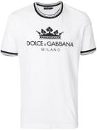 Dolce & Gabbana Logo Print Stripe T-shirt - White