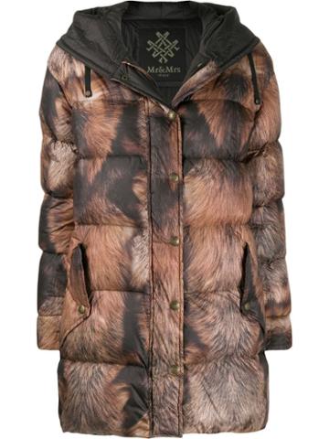 Mr & Mrs Italy Printed Puffer Coat - Black