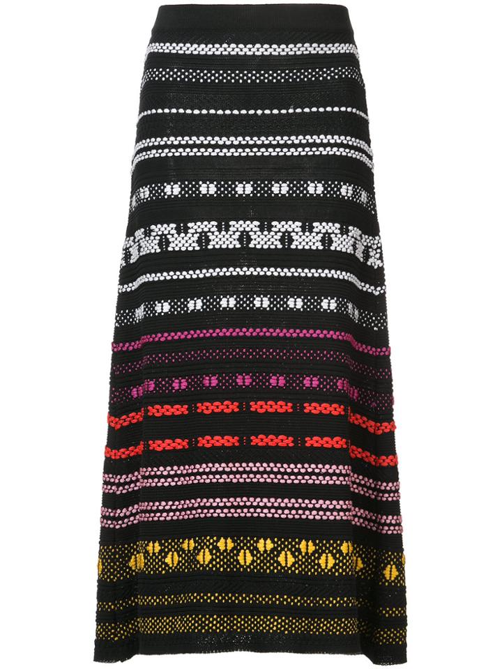 Novis Geometric Stripe Knitted Skirt - Black