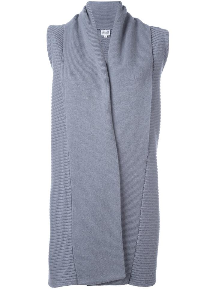 Armani Collezioni Long Sleeveless Cardigan, Women's, Size: 42, Grey, Cashmere/wool