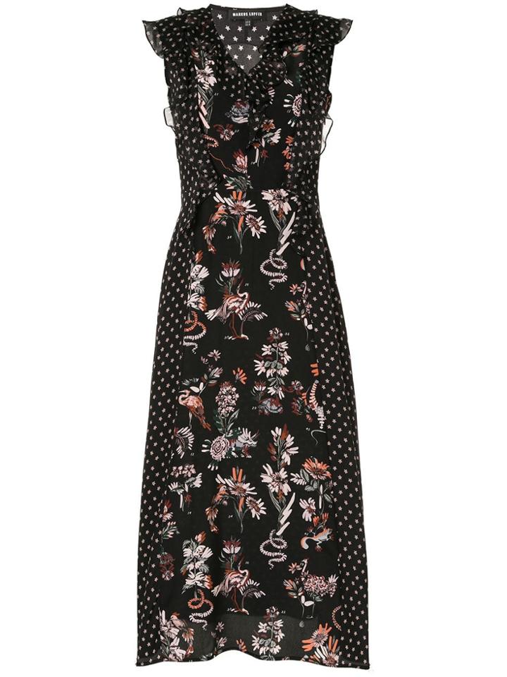 Markus Lupfer Larissa Star And Floral-print Dress - Black