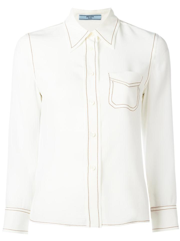Prada Sheer Shirt, Women's, Size: 38, White, Silk