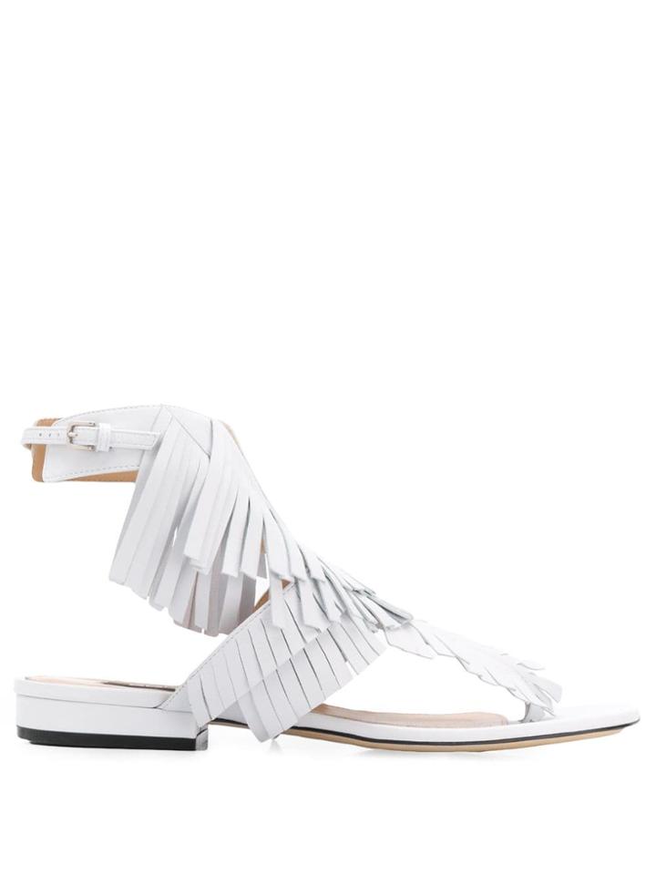 Sergio Rossi Sr Fringe Sandals - White