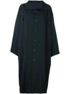 Yohji Yamamoto Single Breasted Oversized Coat, Women's, Size: 2, Black, Cotton/cupro/wool