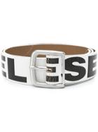 Diesel Logo Print Belt - White