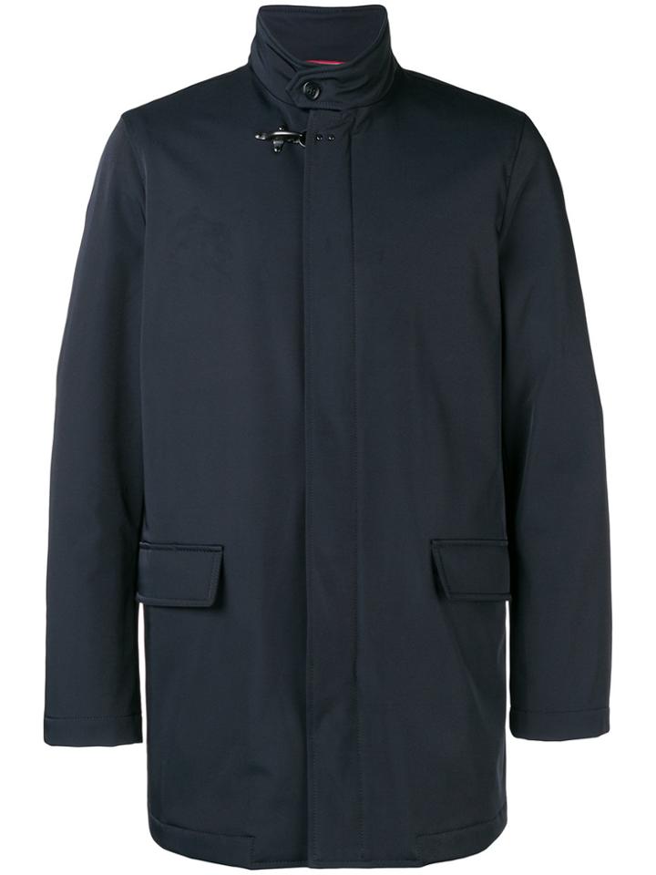 Fay Zipped Single Breasted Coat - Blue