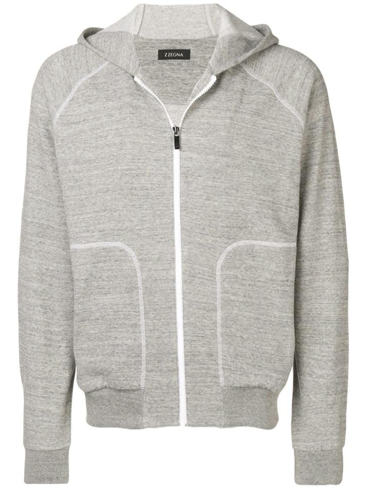 Z Zegna Zipped Hooded Jacket - Grey
