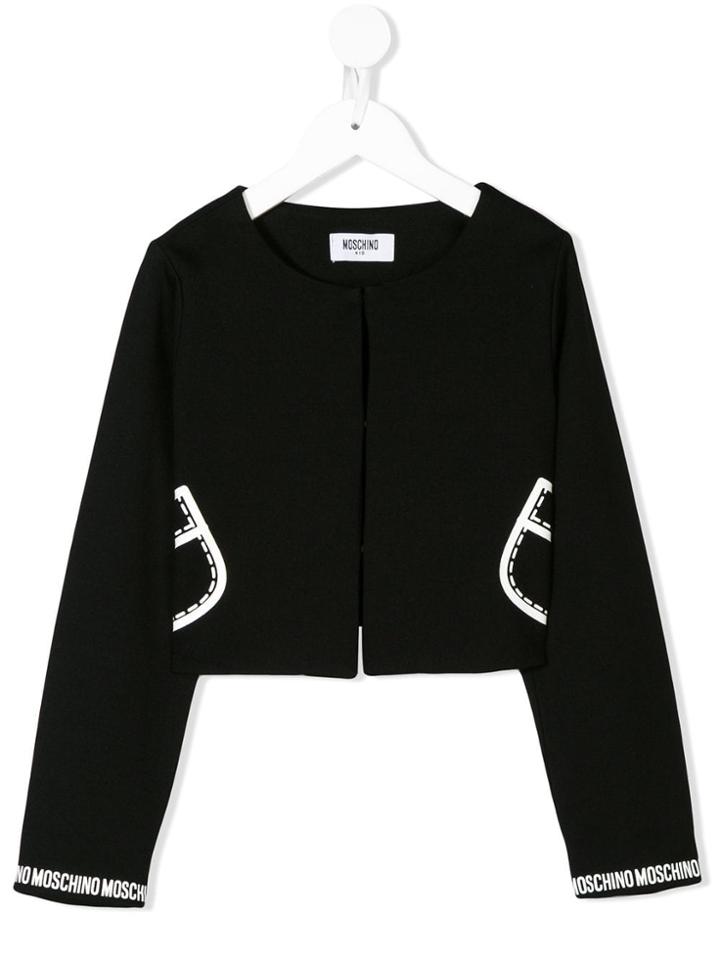 Moschino Kids Teen Trompe-l'oeil Print Jacket - Black
