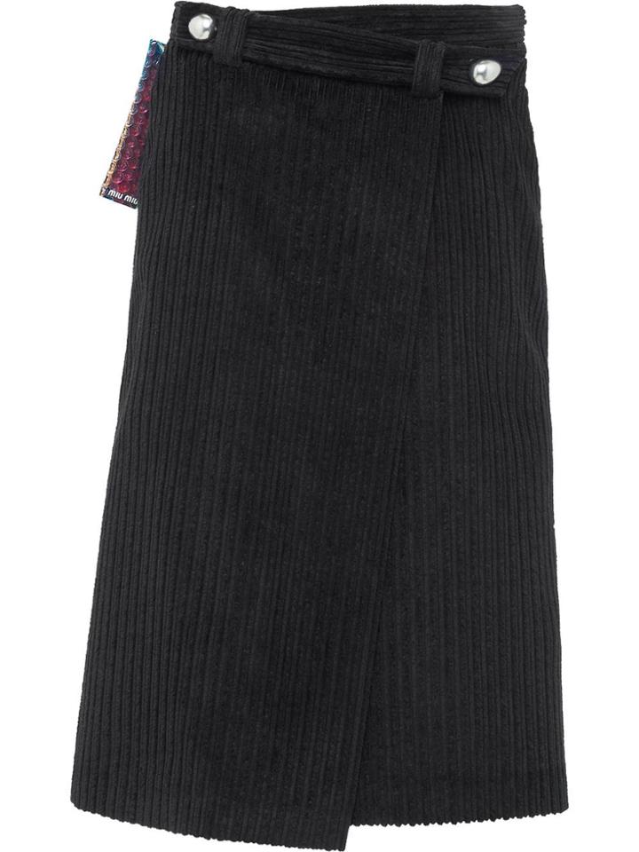 Miu Miu Wraparound Velvet Skirt - Black