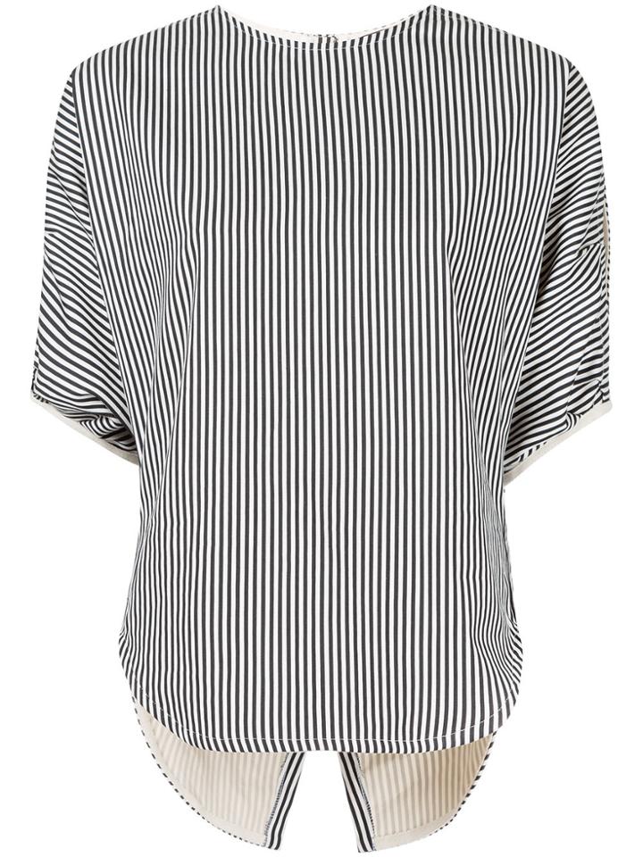 Bassike Striped Cropped Circle Top - Black