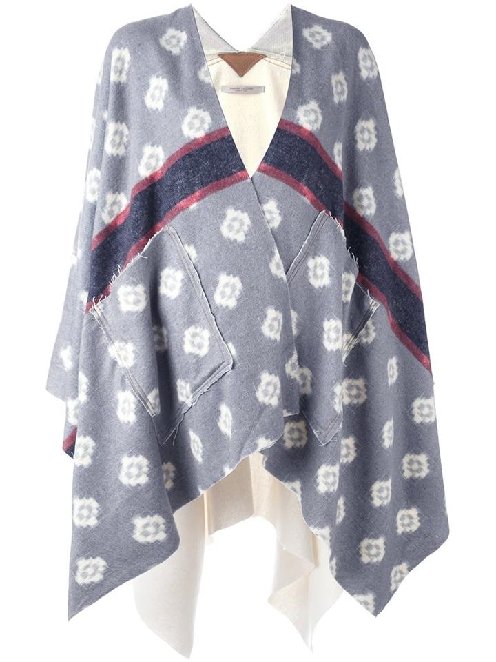 Ermanno Gallamini Patched Pockets Poncho, Women's, Grey, Cotton/acetate/other Fibers