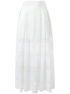 Alberta Ferretti - Embroidered Panel Skirt - Women - Cotton/vegetable Fibres - 38, Women's, White, Cotton/vegetable Fibres