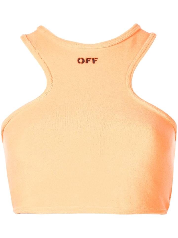 Off-white Contrasting Logo Tank Top - Orange