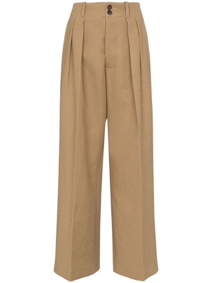 Plan C Wide-leg Pleated Trousers - Neutrals