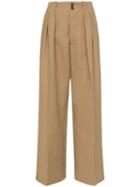 Plan C Wide-leg Pleated Trousers - Neutrals