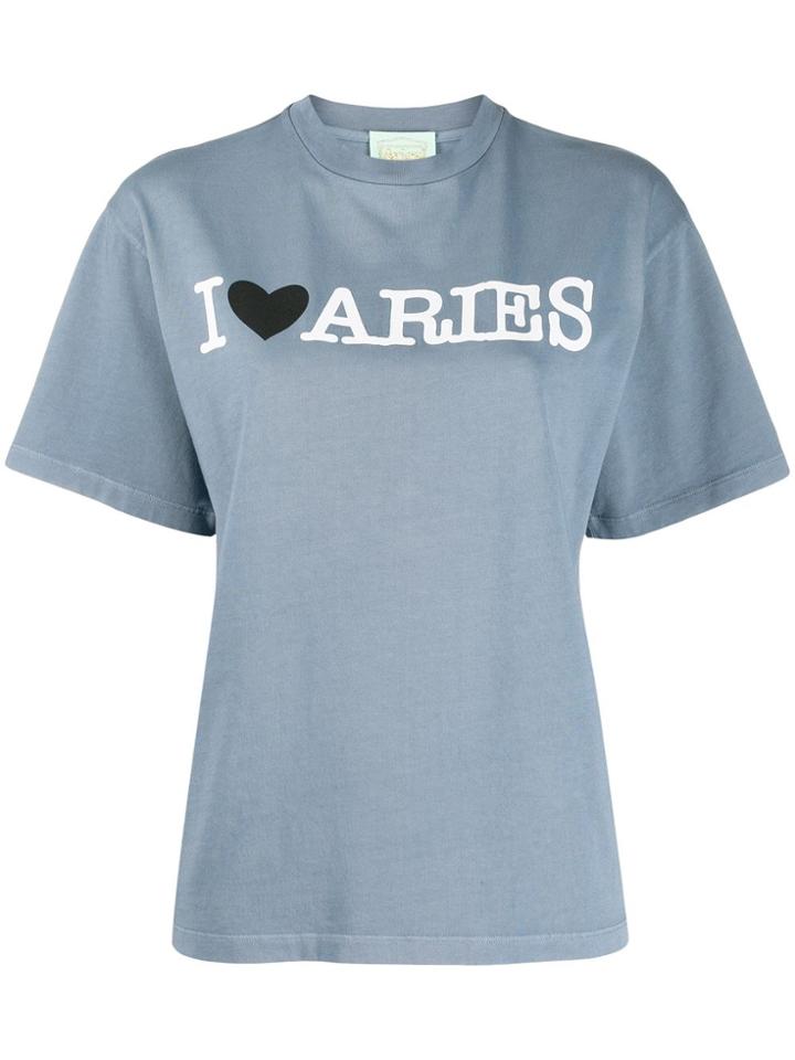 Aries Logo Print T-shirt - Blue