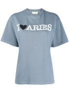 Aries Logo Print T-shirt - Blue