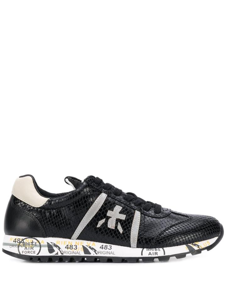 Premiata Lucy Snakeskin-effect Sneakers - Black