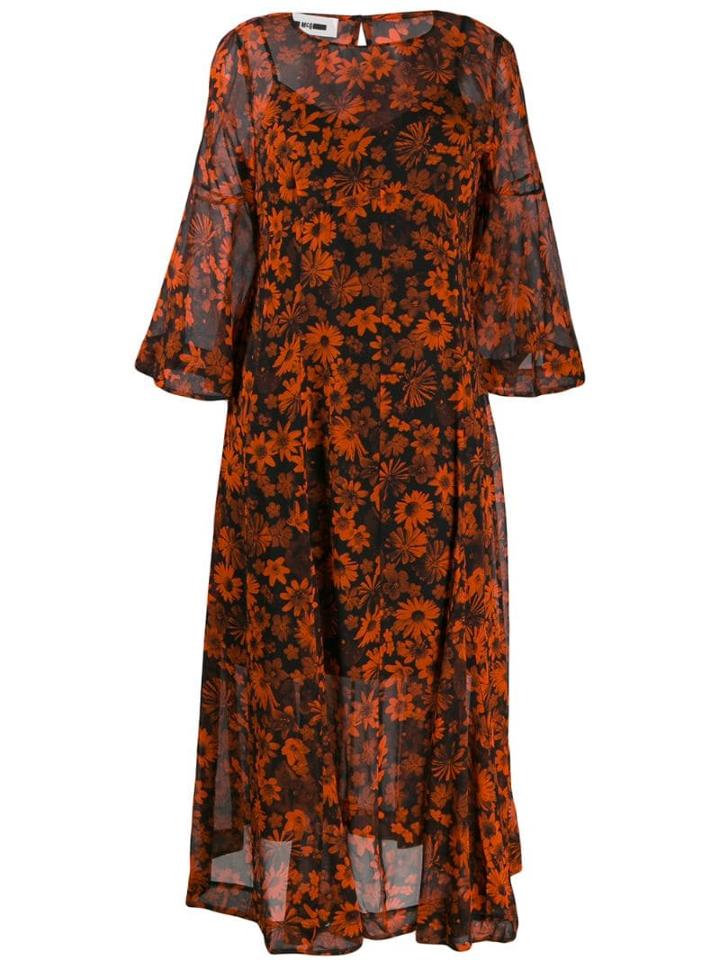Mcq Alexander Mcqueen Floral Print Midi Dress - Red