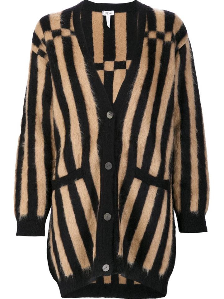 Loewe Striped Loose-fit Cardigan, Women's, Size: Xs, Black, Mohair