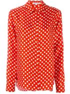Carven Shamrock Print Shirt, Women's, Size: 38, Red, Silk