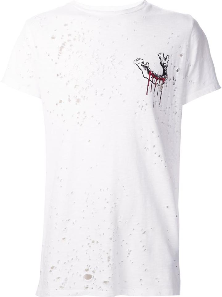 Amiri 'jaw' Print Frayed T-shirt