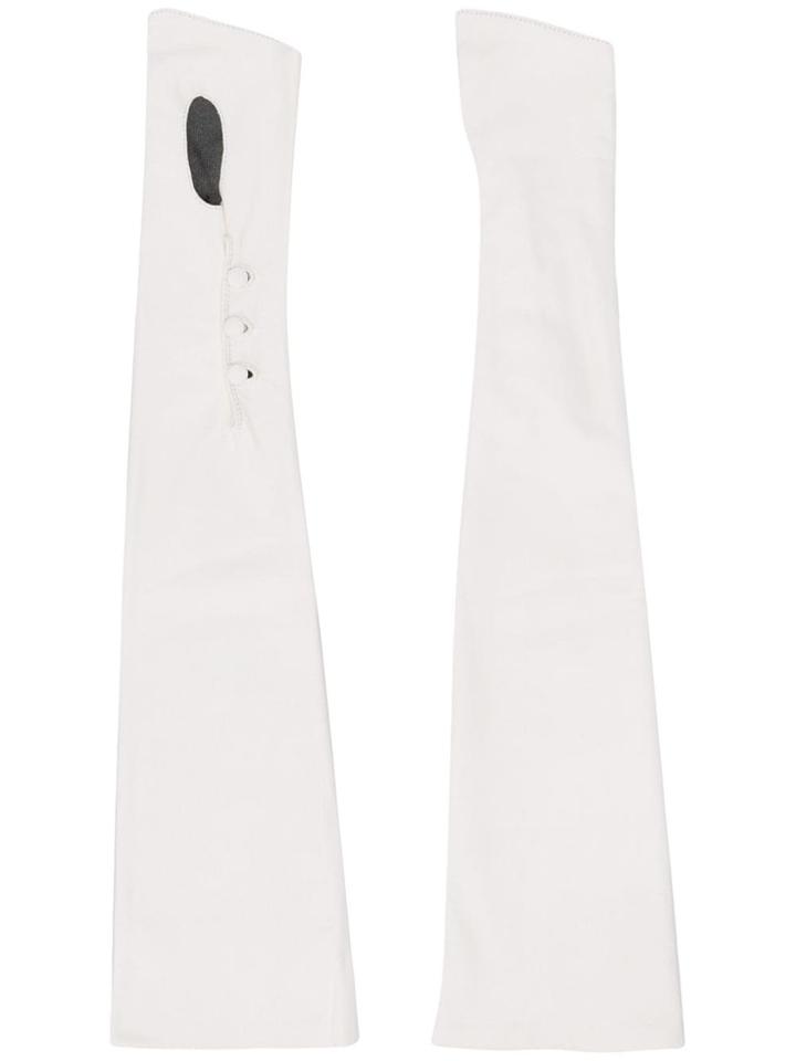 Alessandra Rich Long Button Up Gloves - White