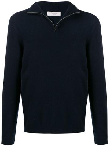 Pringle Of Scotland Fine Knit Zip Neck Sweater - Blue