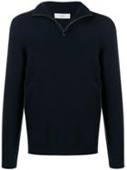 Pringle Of Scotland Fine Knit Zip Neck Sweater - Blue