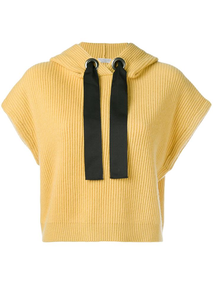 Brunello Cucinelli - Knitted Hooded Top - Women - Silk/cashmere - M, Black, Silk/cashmere