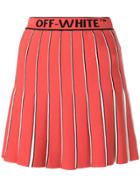 Off-white Contrasting Pleated Skirt - Red