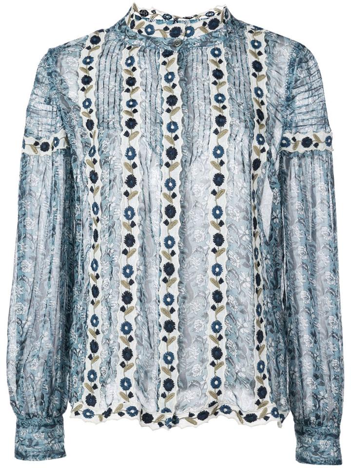 Sea Bella Floral Embroidered Shirt - Blue