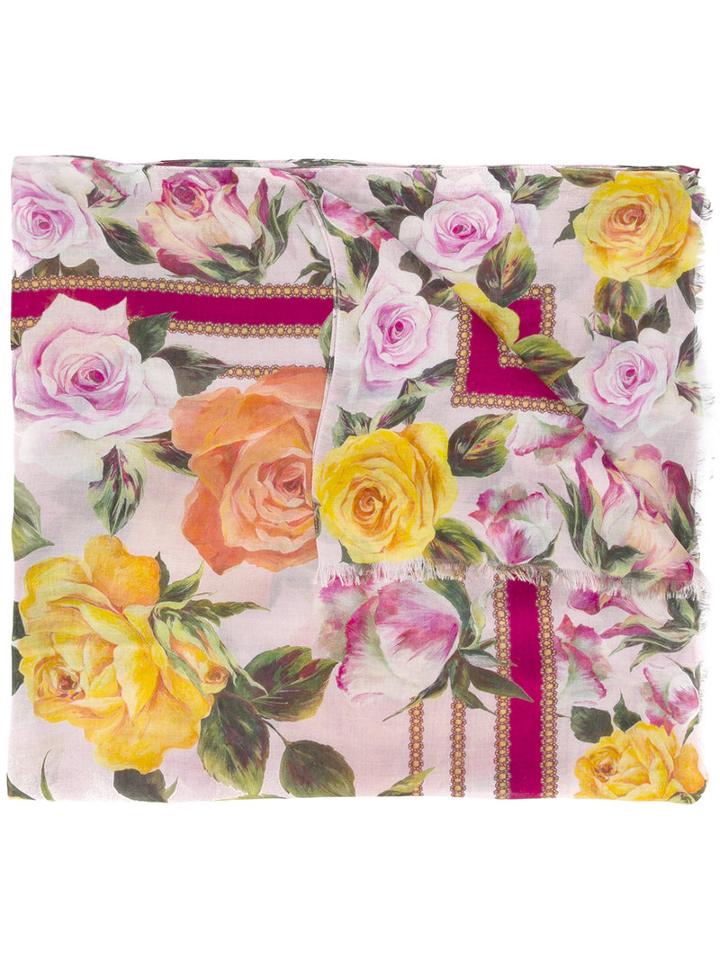 Dolce & Gabbana Floral Print Scarf, Women's, Modal/cashmere