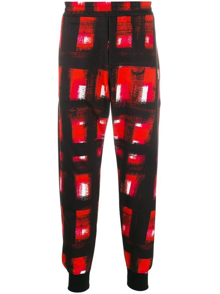 Alexander Mcqueen Paint Effect Checked Track Pants - Black
