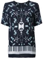 Romance Was Born Multi-print T-shirt, Women's, Size: 12, Black, Silk