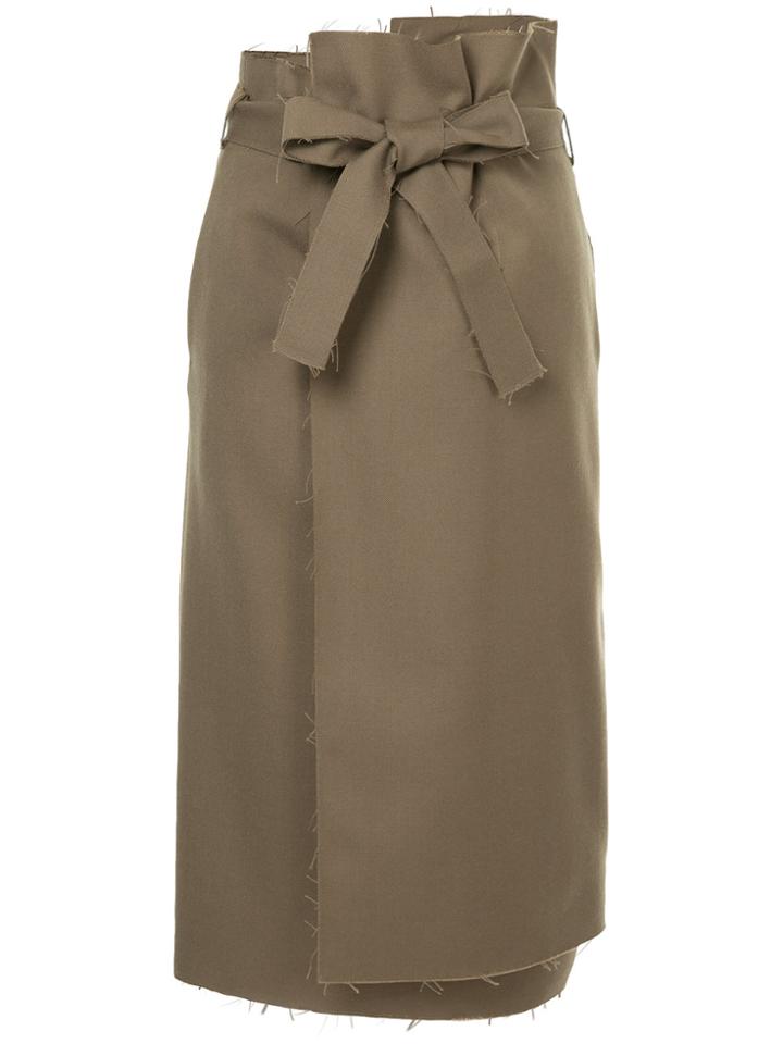 Astraet Raw Hem Wrap Skirt - Green