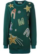 Amen Embellished Sweatshirt, Women's, Size: 38, Green, Cotton/polyester