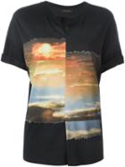 Cédric Charlier Pleated Sky Print T-shirt