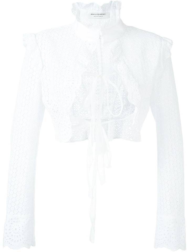 Philosophy Di Lorenzo Serafini Lace Jacket, Women's, Size: 46, White, Cotton/other Fibers