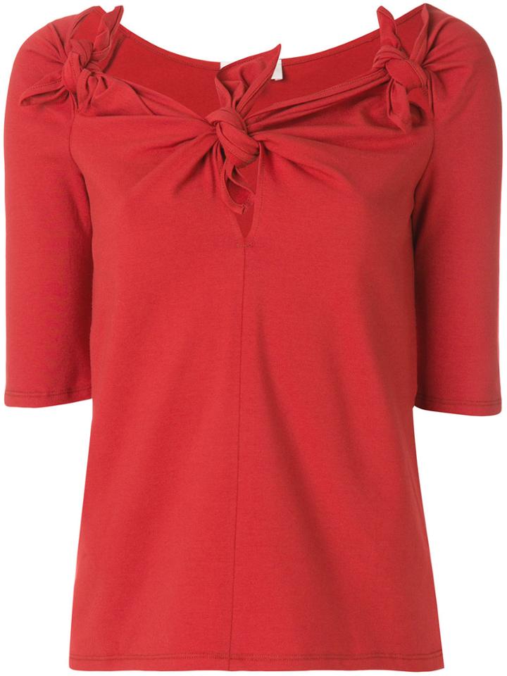 Isa Arfen Knot-detail Fitted Top - Red