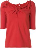 Isa Arfen Knot-detail Fitted Top - Red